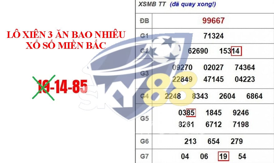 lô xiên 3 ăn bao nhiêu xổ số miền bắc