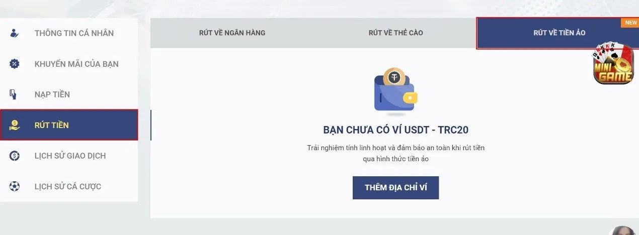 lựa chọn hình thức rút tiền bằng tiền ảo tại sky88